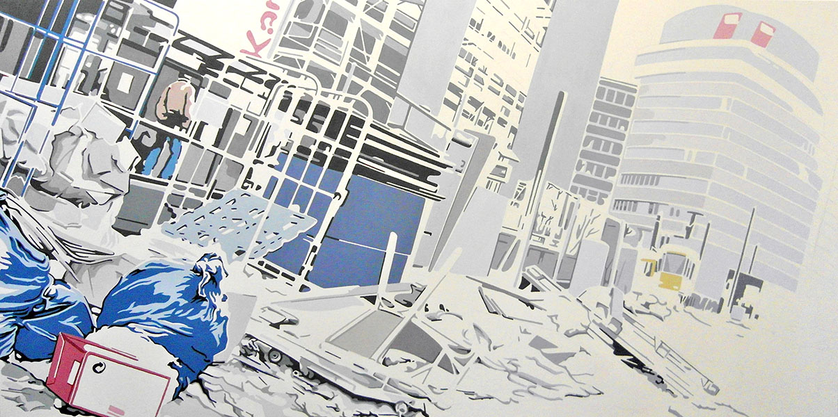 DGB,  2014, Acryl auf Leinwand, 100 x 200 cm