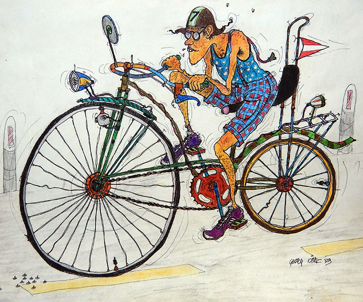 Zipfelsattel, 1977, Mischtechnik Tusche Buntstift auf Papier, 30 x 42 cm