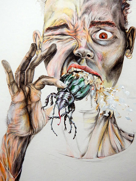 Gustostückerl, 1984, Mischtechnik Aquarell und Buntstift auf Papier, 60 x 40 cm