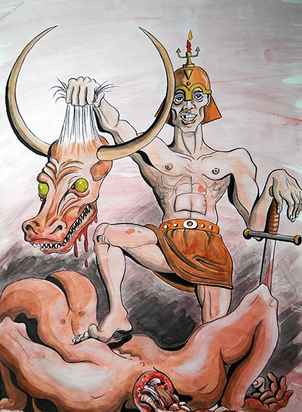 Minothaurus, 1987, Aquarell auf Papier, 60 x 40 cm